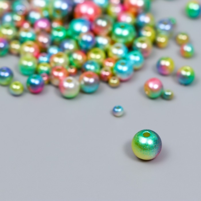 Бусины для творчества пластик Бусины для творчества пластик "Круглые. Градиент. Русалка зелёное ассорти" d=3-8мм, н-р 10гр