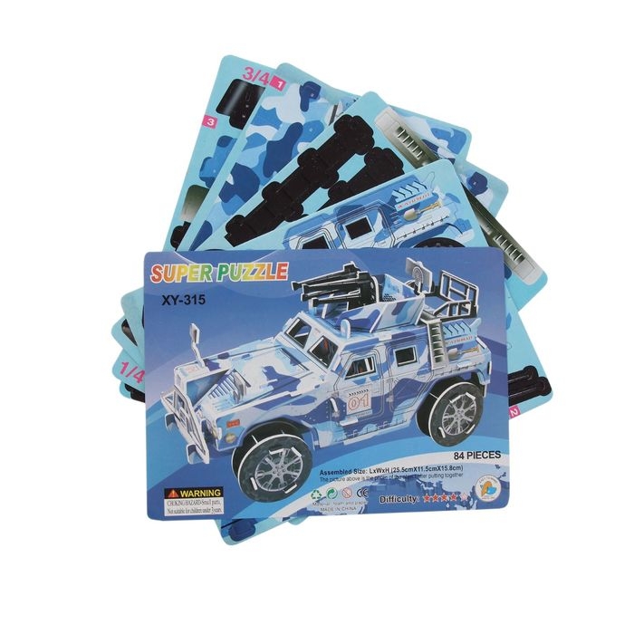 Конструктор 3D «Военный джип», 84 детали Конструктор 3D «Военный джип», 84 детали