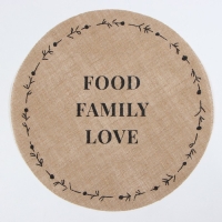 Набор салфеток Этель "Food.Family.Love"- 4шт. d38, джут