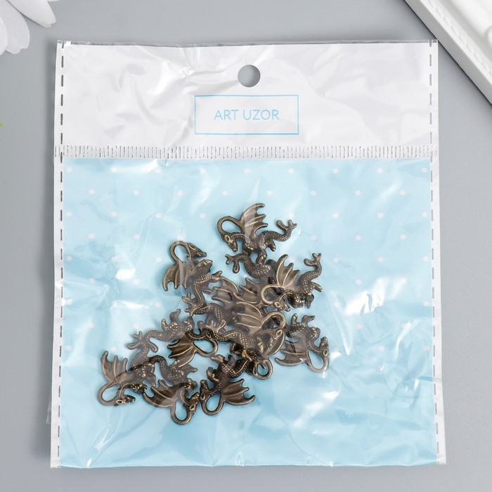 Декор для творчества металл Декор для творчества металл "Дракон" бронза набор 12 шт 2,1х1,5 см