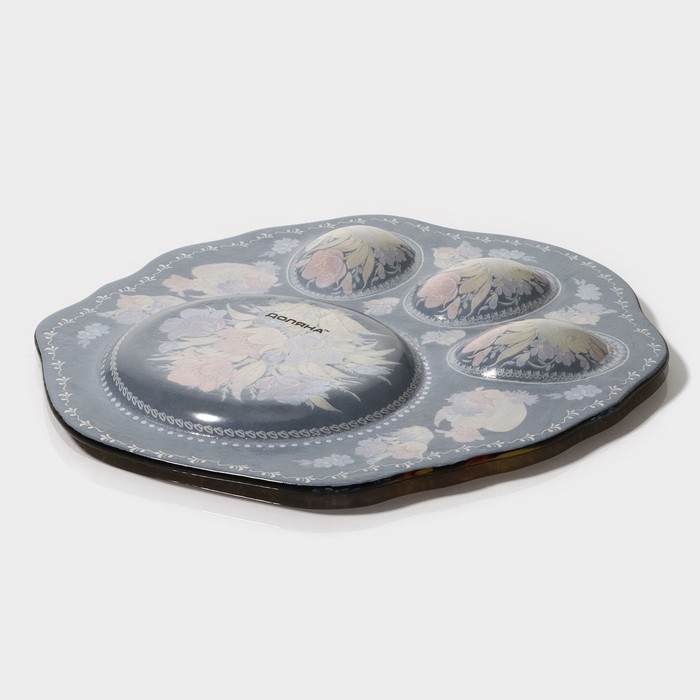 Подставка стеклянная для яиц Доляна «Жостовская роспись», 3 ячейки, 21×18 см, цвет чёрный Подставка стеклянная для яиц Доляна «Жостовская роспись», 3 ячейки, 21×18 см, цвет чёрный