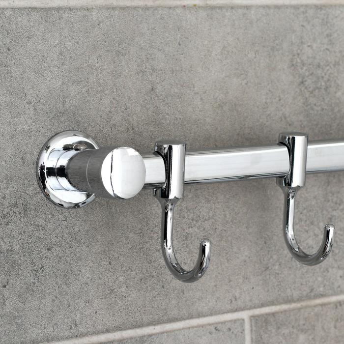 Крючок настенный на планке, двигающийся, Accoona A163-4, 4 шт, цвет хром Крючок настенный на планке, двигающийся, Accoona A163-4, 4 шт, цвет хром
