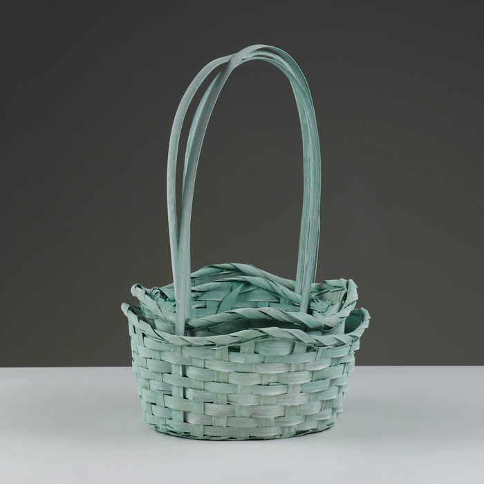 Набор корзин, 19х7,5х9,5/31 см, 22х9х11/34 см, 24х9х11,5/35 см, 3 шт, зелёные, бамбук Набор корзин, 19х7,5х9,5/31 см, 22х9х11/34 см, 24х9х11,5/35 см, 3 шт, зелёные, бамбук