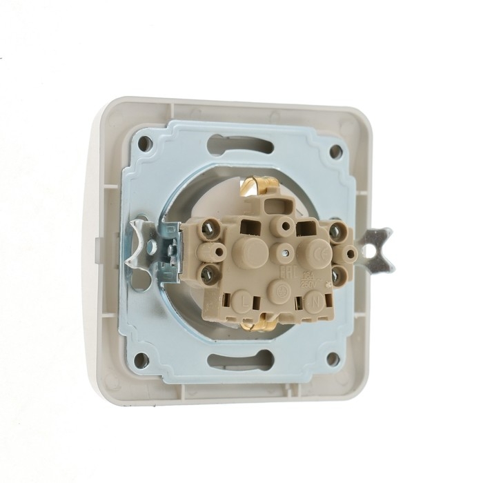 Розетка одноместная Luazon Lighting  Розетка одноместная Luazon Lighting "Орион", 16 А, скрытая, с з/к, серебристая