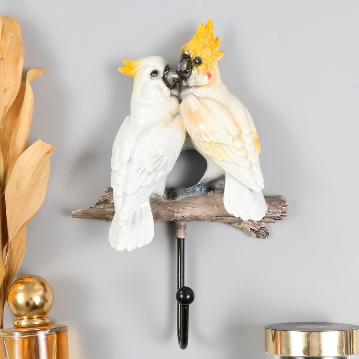 Крючок декоративный полистоун лак Крючок декоративный полистоун лак "Два какаду" 14,5х5,5х22см