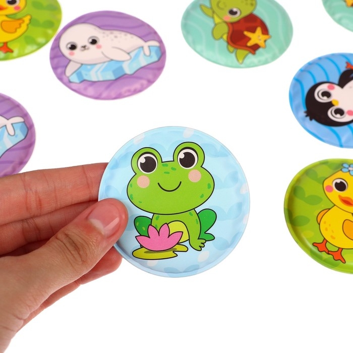 Мемо-игра: развивающие наклейки - присоски многоразовые для игры в ванной «Забавные животные», найди пару, 6 пар, 12 стикеров EVA, Крошка Я Мемо-игра: развивающие наклейки - присоски многоразовые для игры в ванной «Забавные животные», найди пару, 6 пар, 12 стикеров EVA, Крошка Я