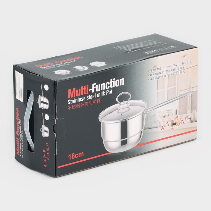 Пароварка-яйцеварка из нержавеющей стали «Вейлер», 18×22 см, стеклянная крышка, цвет хромированный