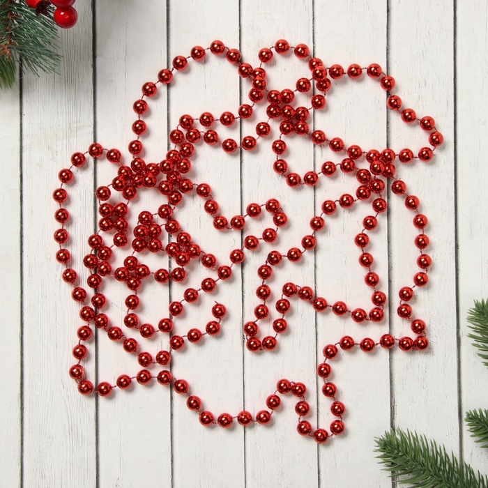 Бусы на ёлку 2,7 м Бусы на ёлку 2,7 м "Шарики" d-9 мм, красный