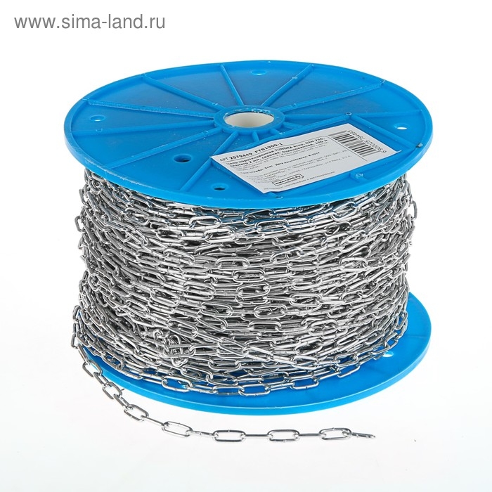 Цепь короткозвенная ТУНДРА krep, DIN766, диаметр 2 мм, сварная, оцинкованная, 100 м Цепь короткозвенная ТУНДРА krep, DIN766, диаметр 2 мм, сварная, оцинкованная, 100 м