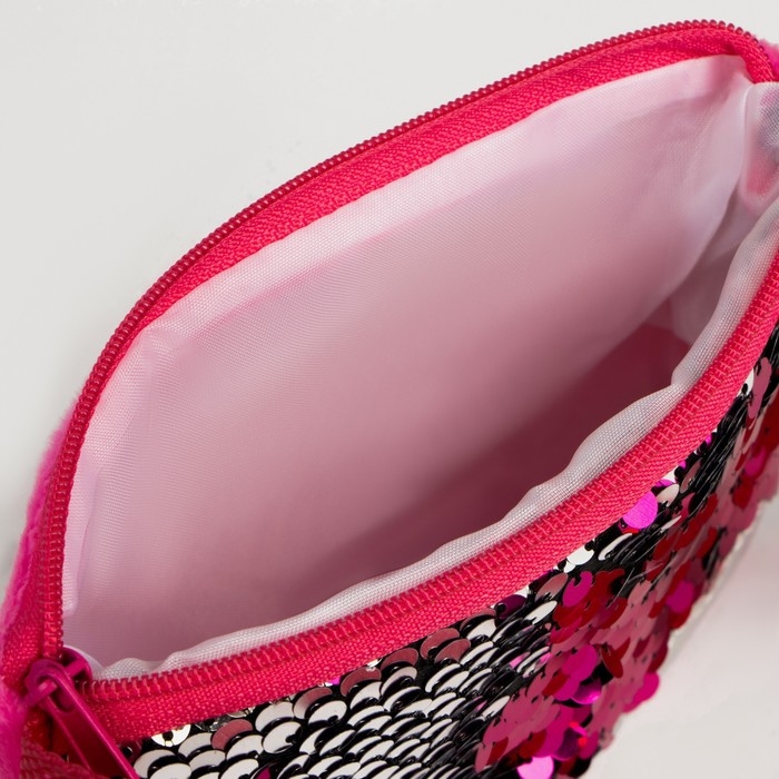 Сумка детская для девочки с пайетками Сумка детская для девочки с пайетками "Самая милая", на молнии, цвет розовый, 17,5х0,5х14,5 см