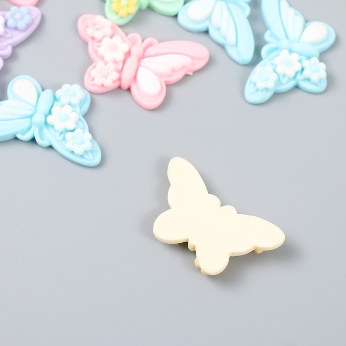 Декор для творчества пластик Декор для творчества пластик "Бабочка в ромашках" набор 10 шт