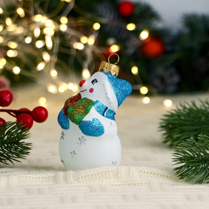 Ёлочная игрушка Ёлочная игрушка "Снеговик с бантом" 9,7 см