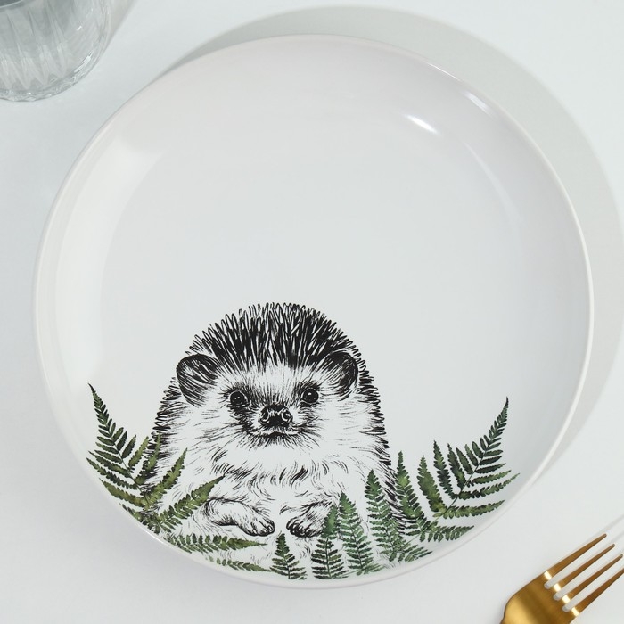 Тарелка керамическая «Ёжик», 22.5 см, цвет белый Тарелка керамическая «Ёжик», 22.5 см, цвет белый