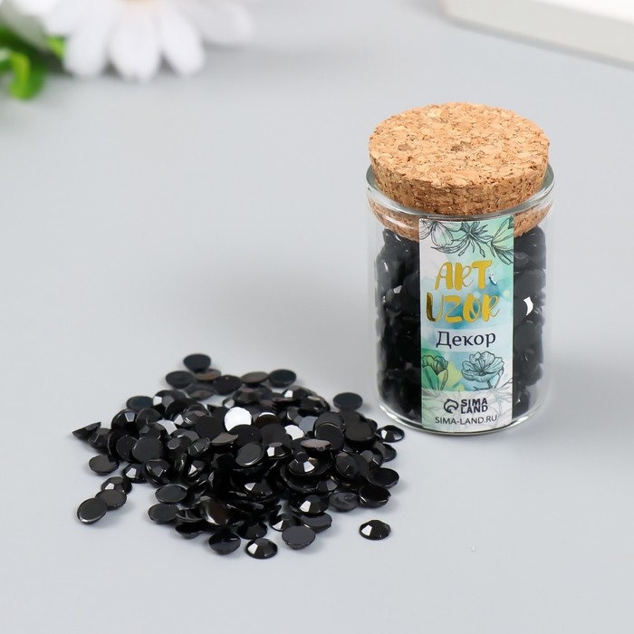 Декор для творчества в бутылочке Декор для творчества в бутылочке "Стразы. Полночь" набор 500 шт d=0,5 см 7х2х2 см