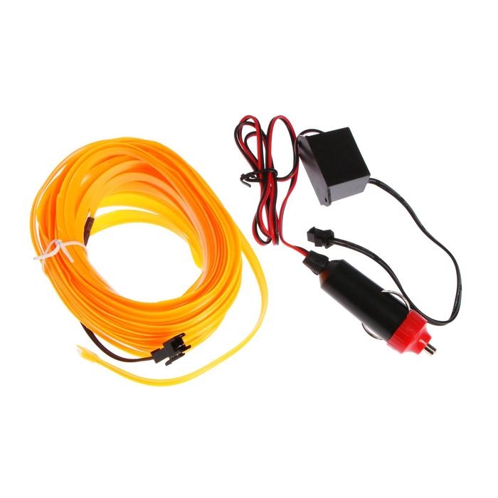 Неоновая нить Cartage для подсветки салона, адаптер питания 12 В, 7 м, желтый Неоновая нить Cartage для подсветки салона, адаптер питания 12 В, 7 м, желтый