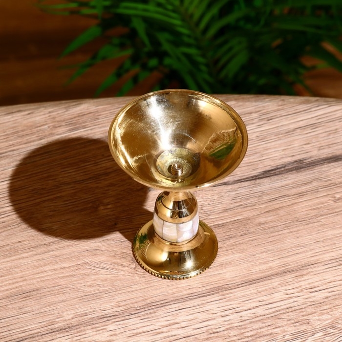 Подсвечник "Мирр" латунь, перламутр 9 см