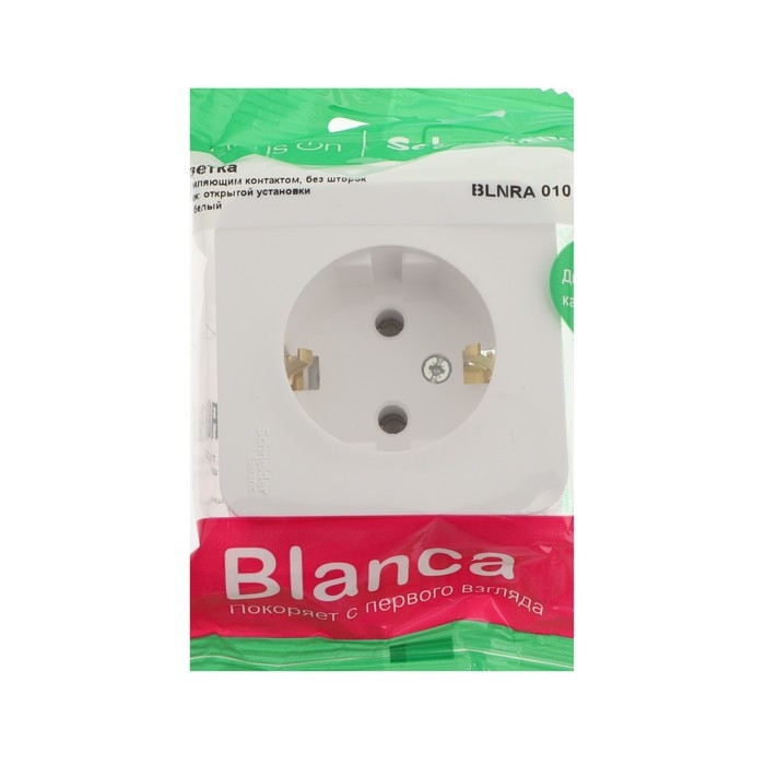 Розетка SE Blanca, 16 А, 250 В, накладная, с з/к, IP20, белая, BLNRA010101