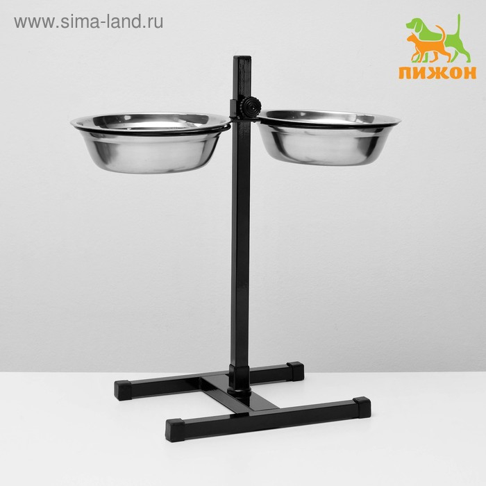 Подставка с мисками, 2 х 1,5 л, высота 50 см, разборная, чёрная Подставка с мисками, 2 х 1,5 л, высота 50 см, разборная, чёрная