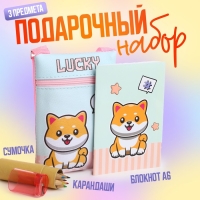 Подарочный набор для девочки Lucky, сумка, карандаши, раскраска