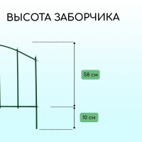 Ограждение декоративное, 68 × 410 см, 5 секций, металл, зелёное, «Вертикаль»