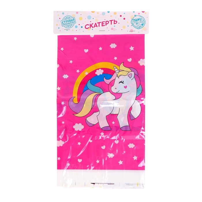 Скатерть &laquo;Единорог&raquo;, на розовом, 108 &times; 180 см