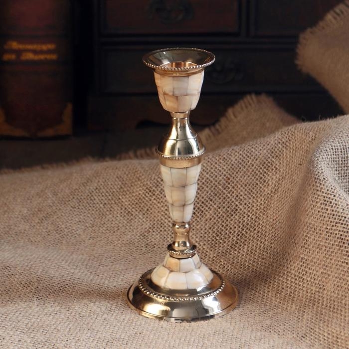 Подсвечник на 1 свечу с перламутром элеганс 17см Подсвечник на 1 свечу с перламутром элеганс 17см