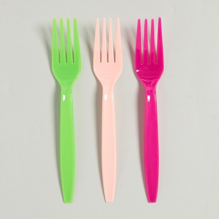 Вилки пластиковые, 6 шт., цвета МИКС Вилки пластиковые, 6 шт., цвета МИКС