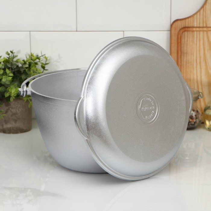 Казан походный, 5 л, крышка-сковорода, цвет серебряный Казан походный, 5 л, крышка-сковорода, цвет серебряный