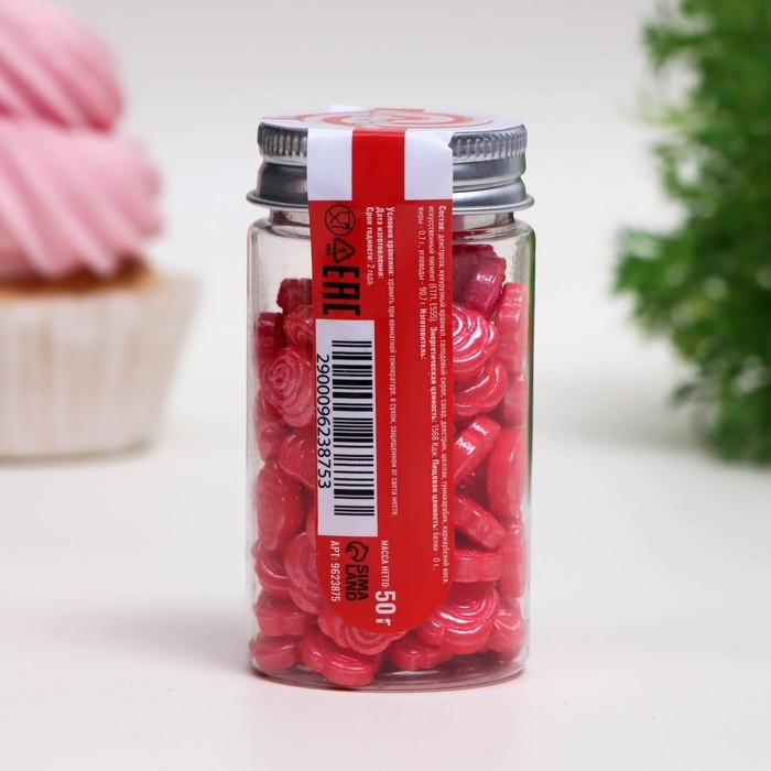 Посыпка кондитерская &laquo;Розы&raquo;, красная, 50 г