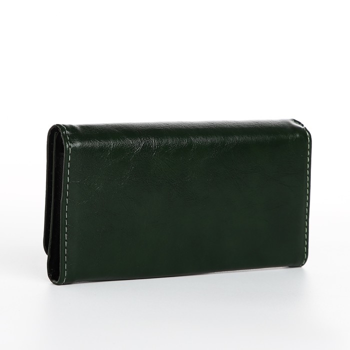 Кошелёк женский на кнопке, цвет тёмно-зелёный