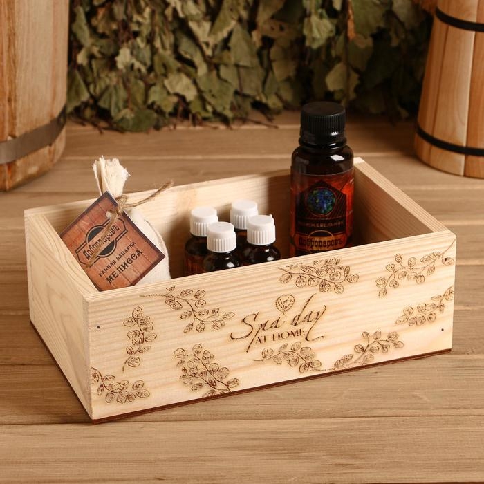 Ящик деревянный Ящик деревянный "Spa day at home", 24.5×14×8 см, микс