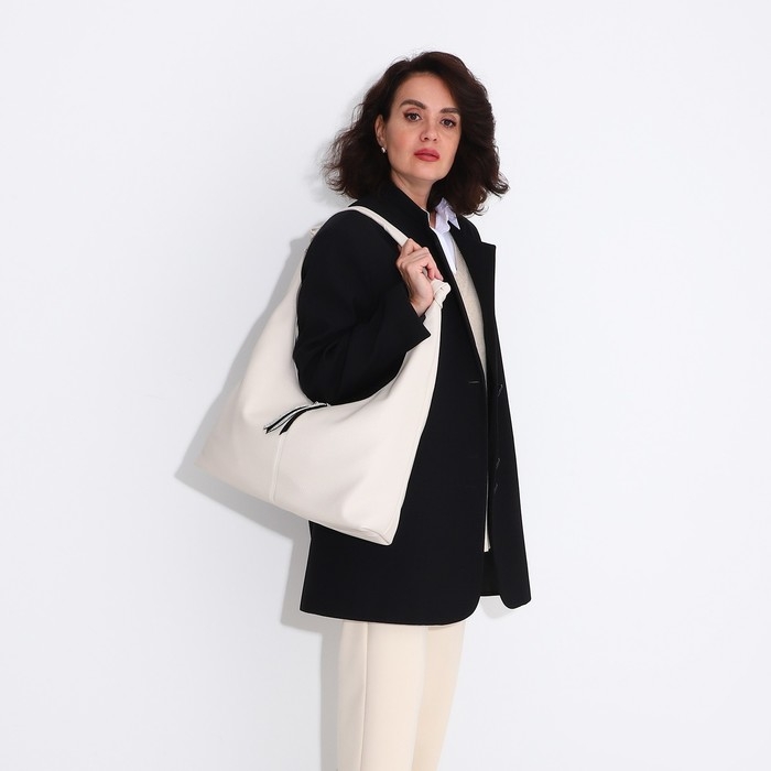 Сумка-хобо на молнии, цвет белый Сумка-хобо на молнии, цвет белый