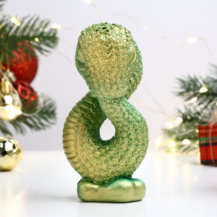 Новый год. Символ 2025. Фигура Новый год. Символ 2025. Фигура "Змея Кронос" светло-зеленая, 10х5см