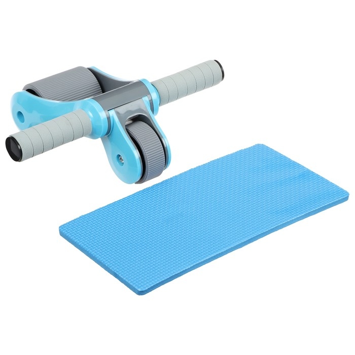 Ролик для пресса ONLYTOP, 33х24х24 см, с ковриком, цвет серый/голубой Ролик для пресса ONLYTOP, 33х24х24 см, с ковриком, цвет серый/голубой