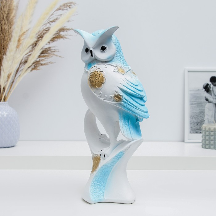 Фигура Фигура "Мудрый филин" гжель золото, 15х14х34см