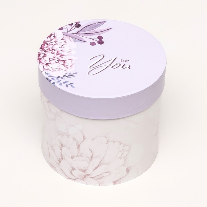 Набор шляпных коробок 5 в 1 "Астры" сиреневый, 22 х 19,5 , 14 х 13 см