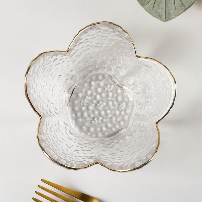 Салатник стеклянный фигурный «Цветок», 150 мл, 12×5 см Салатник стеклянный фигурный «Цветок», 150 мл, 12×5 см