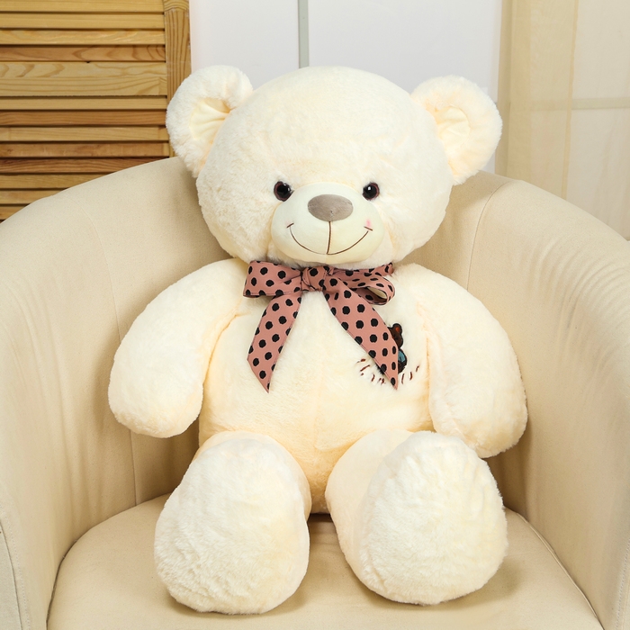 Мягкая игрушка «Мишка», с бантом в горошек, 80 см, цвет белый Мягкая игрушка «Мишка», с бантом в горошек, 80 см, цвет белый