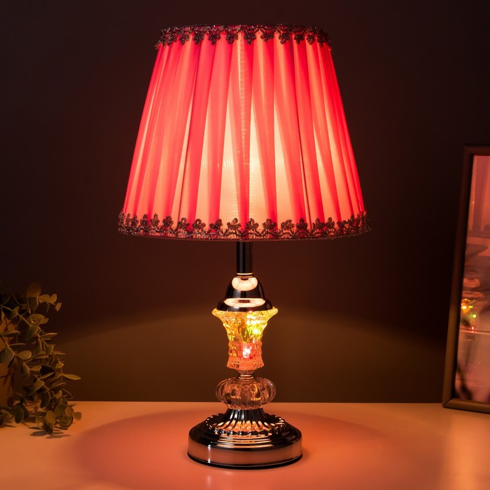 Лампа настольная Е27 220В "Розовая пастила" низ с подсветкой 42х25х25 см RISALUX