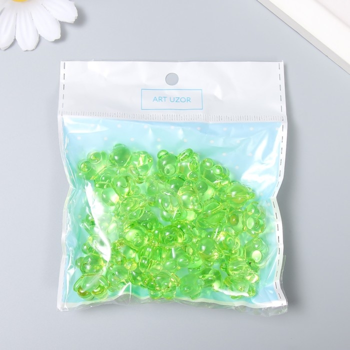 Декор для творчества пластик Декор для творчества пластик "Медвежонок" зелёный набор 25 шт 1,8х1,5х1 см