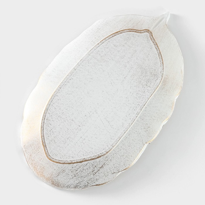 Блюдо для фруктов Доляна «Золотой лист», 30×18×2 см, цвет белый Блюдо для фруктов Доляна «Золотой лист», 30×18×2 см, цвет белый