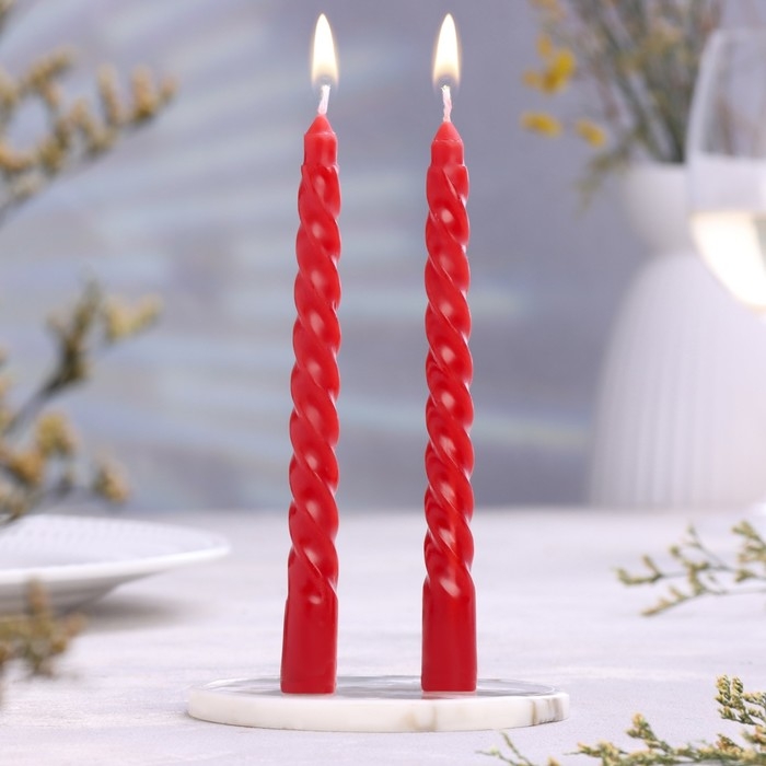 Свечи восковые витые (набор 2 шт), аромат клубника Свечи восковые витые (набор 2 шт), аромат клубника