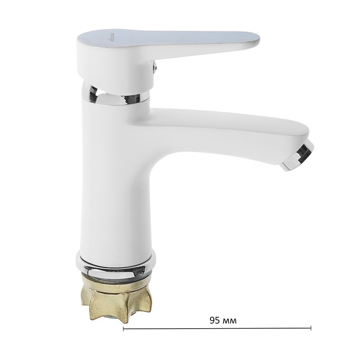 Смеситель для раковины Accoona A96111G, однорычажный, с гайкой, силумин, белый/хром Смеситель для раковины Accoona A96111G, однорычажный, с гайкой, силумин, белый/хром