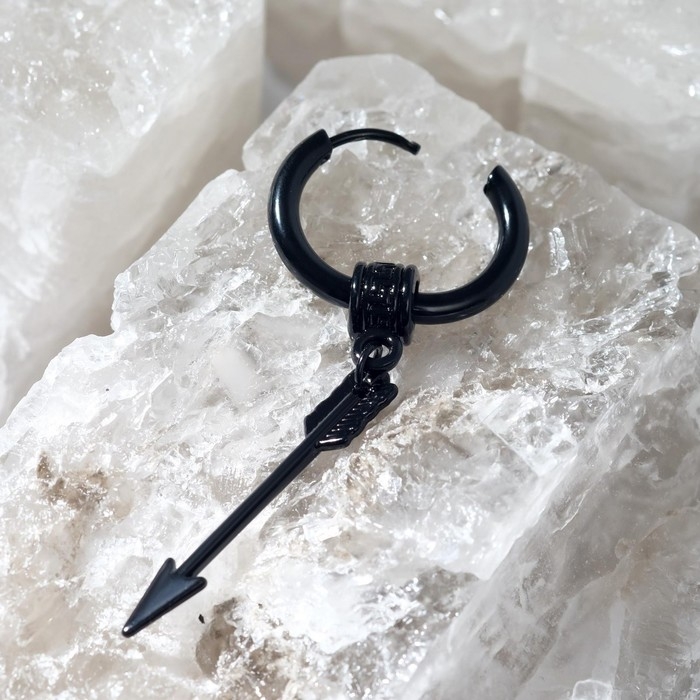 Пирсинг в ухо «Кольцо» стрела, d=12 мм, цвет чёрный Пирсинг в ухо «Кольцо» стрела, d=12 мм, цвет чёрный