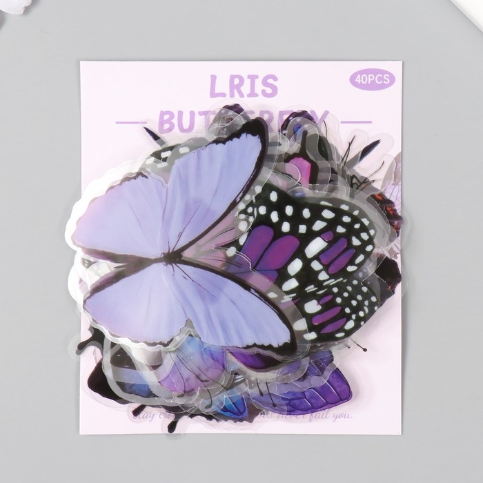 Наклейки для творчества пластик PVC Наклейки для творчества пластик PVC "Волшебные бабочки" набор 40 шт 9х10.5 см