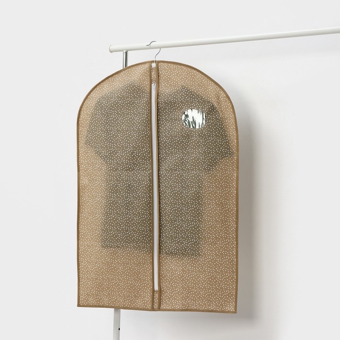 Чехол для одежды Доляна Points, ПВХ окно, 60×90 см, цвет бежевый Чехол для одежды Доляна Points, ПВХ окно, 60×90 см, цвет бежевый