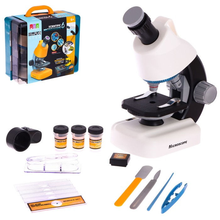 Микроскоп детский «Набор биолога в чемодане» кратность х40, х100, х640, подсветка, цвет белый Микроскоп детский «Набор биолога в чемодане» кратность х40, х100, х640, подсветка, цвет белый