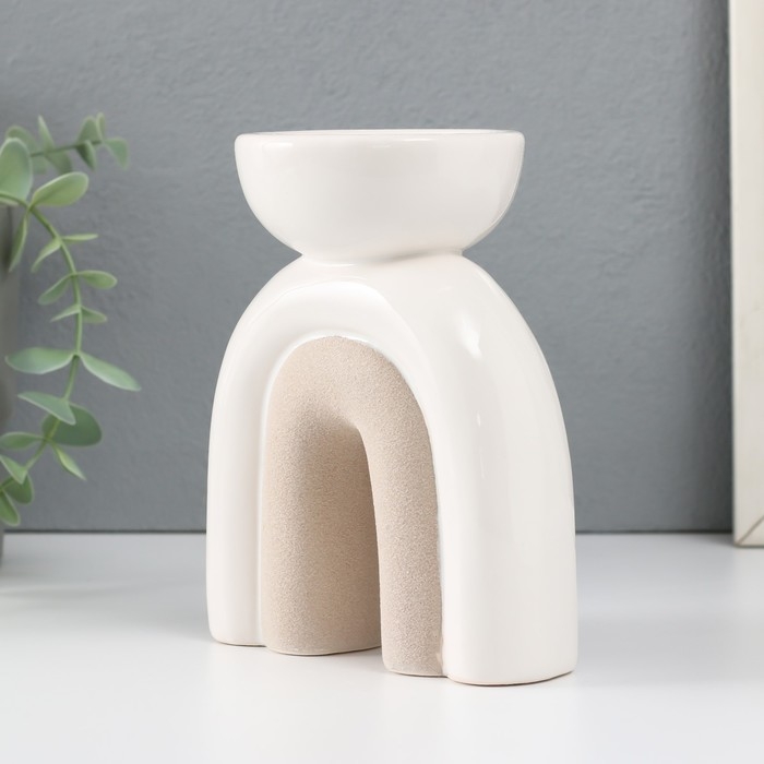 Подсвечник керамика на 1 свечу "Медуза" песочно-белый 11,7х8х15 см