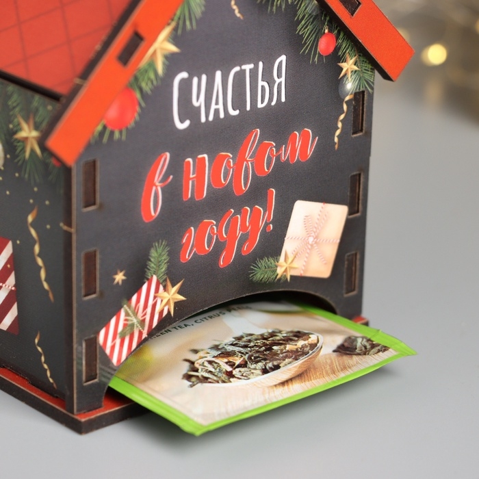 Новогодний чайный домик  Новогодний чайный домик "Счастья в НГ" 10,5х9,5х12 см