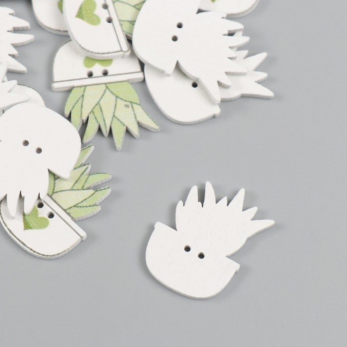 Пуговицы дерево для творчества 2 прокола Пуговицы дерево для творчества 2 прокола "Суккулент в горшочке" набор 20 шт 1,8х2,5 см